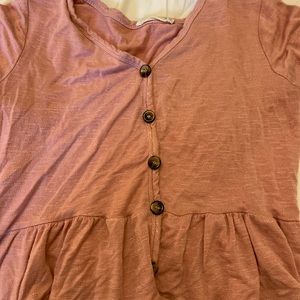 Pastel pink button up blouse, size M